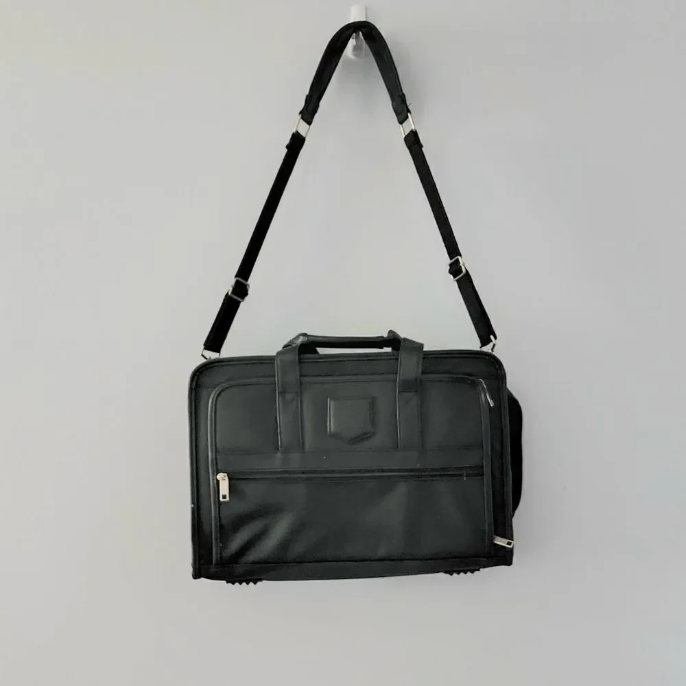 Messenger bag computer work school leather trim mesh front pockets organizer